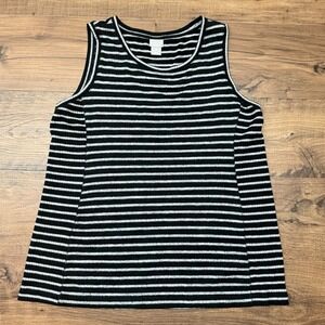 Chico's Zenergy Soft Essentials Striped Tank Top Womens 2 Large Black &‎ Gray
